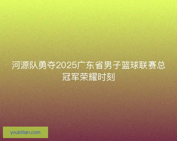 河源队勇夺2025广东省男子篮球联赛总冠军荣耀时刻